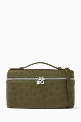 Buy Loro Piana Green Extra Pocket Pouch L19 Bag in Ostrich leather