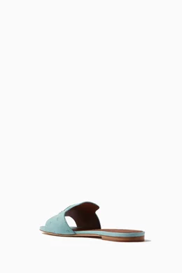 Blue leather flip flops hotsell