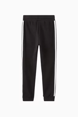 Buy adidas Black Striped Logo Sweatpants in Cotton blend For Boys Online Ounass UAE