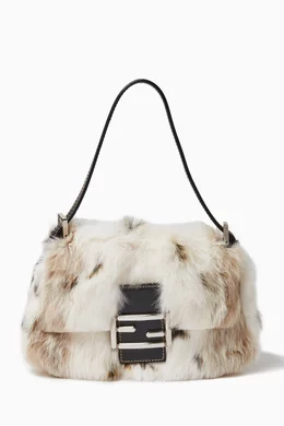 Buy Fendi Pre-Loved White Baguette Bag in Rabbit Fur For Women