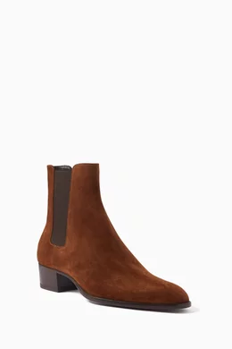 Buy SAINT LAURENT Brown Wyatt Chelsea Boots in Suede For Men Online Ounass UAE