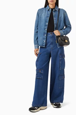 Buy The Frankie Shop Blue Hailey Oversized Cargo Pants in Denim