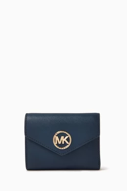 Buy Michael Kors Blue Greenwich Medium Tri-fold Envelope Wallet in