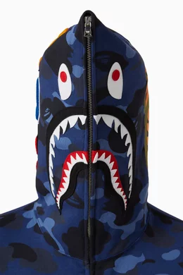 Sudadera Con Capucha A BATHING APE Bape Color Camo Shark Full Zip Azul  Marino Cremallera Completa