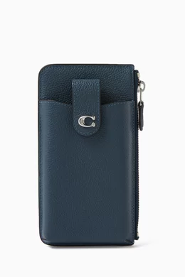 Buy Coach Blue Essential Phone Wallet in Pebble Leather For Women