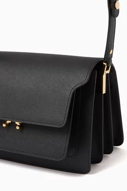 Buy Marni Black Trunk Medium Bag in Saffiano Leather For
