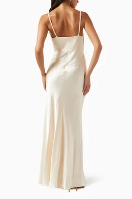 knee length dresses for ladies La Lune Plunged Cross Back Maxi Dress | Forest | Dresses