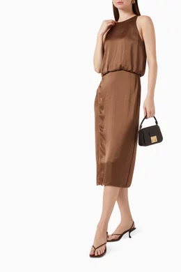 Buy Theory Brown Layered Tank Dress in Satin For Women Online | Ounass UAE