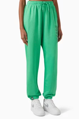 Buy Nike Green Logo Oversized High Waist Sweatpants in Cotton For Women Online Ounass UAE
