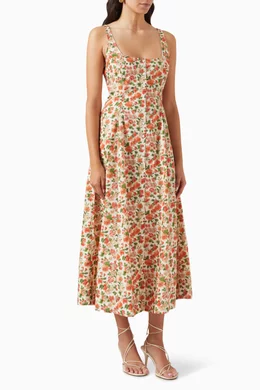 knee length dresses for ladies Lantana Floral Printed Maxi Dress
