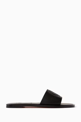 Buy Christian Louboutin Black CL Flat Mules in Leather For Women Online Ounass UAE