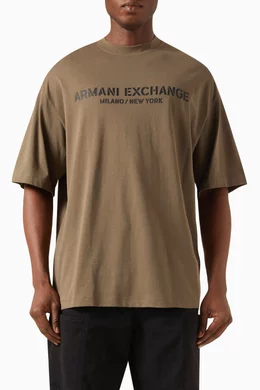 Buy Armani Exchange Brown Logo T-shirt in Cotton Jersey For Men