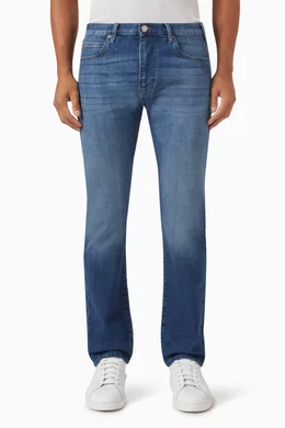 Buy Emporio Armani Blue Regular Fit Jeans in Denim For Men Online Ounass UAE
