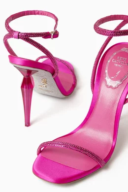 Buy Rene Caovilla Pink Diamond 80 Crystal embellished Sandals in Satin For Women Online Ounass UAE