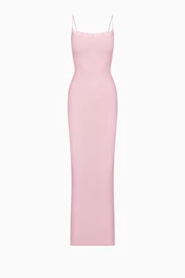 Buy SKIMS Pink Fits Everybody Corded Lace Long Slip Dress For Women Online Ounass UAE