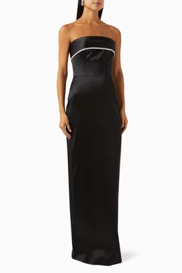 Strapless black satin dress outlet