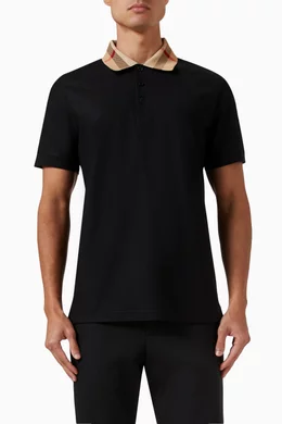 Men's burberry check collar polo discount