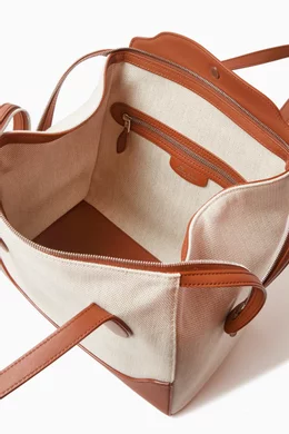 Buy Loro Piana Brown M Happy Day Bag in Canvas & Leather For