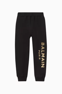 Buy Balmain Black Gold tone Logo Sweatpants in Cotton For UNISEX Online Ounass UAE