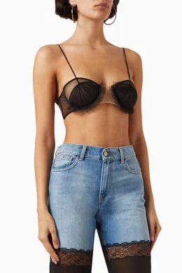【関税込み】NENSI DOJAKA Exploding Flower' bra Exploding Flower tulle bra in black - Nensi Dojaka | Mytheresa
