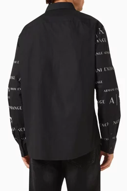Buy Armani Exchange Black All-over Logo-print Shirt in Poplin For