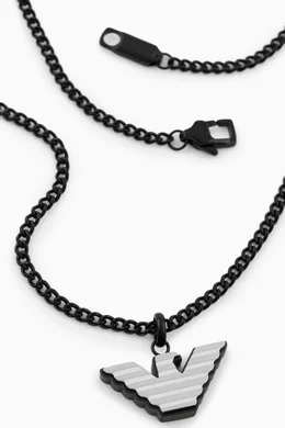 Buy Emporio Armani Grey EA Eagle Essential Necklace in Stainless Steel For Men Online Ounass UAE