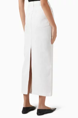 Buy Wardrobe.NYC White Straight Denim Maxi Skirt in Cotton For Women Online Ounass UAE