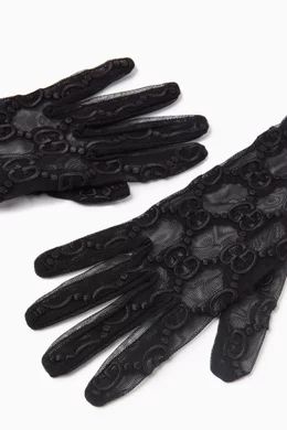 Buy Gucci Black GG Motif Gloves in Tulle For Women Online | Ounass UAE