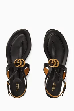 Buy Gucci Black Double G Thong Sandals in Leather For Women Online Ounass UAE