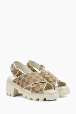 Buy Gucci Brown GG Lug Sole 72 Platform Sandals in GG Supreme Canvas For Women Online Ounass UAE