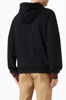 Buy Gucci Black Striped Zip up Hoodie in Felted Cotton jersey For Men Online Ounass UAE