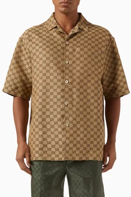 Buy Gucci Brown GG Supreme Shirt in Linen blend For Men Online Ounass UAE