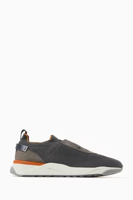 Buy Santoni Grey Flin Sneakers in Nubuck Stretch Fabric For Men Online Ounass UAE