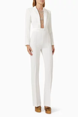 Buy Elisabetta Franchi White Pearl & Rhinestone Embroidery