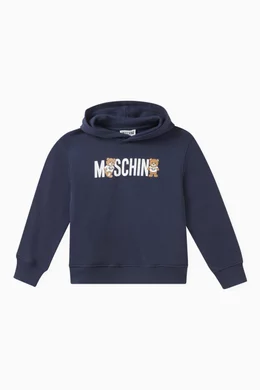 Buy Moschino Blue Teddy Logo Hoodie in Cotton jersey For Boys Online Ounass UAE