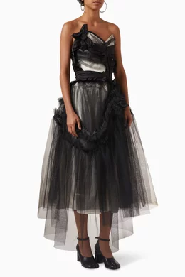 Strapless black tulle dress 2025