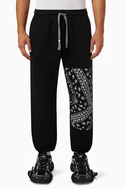 Buy Marcelo Burlon Black Bandana Sweatpants in Cotton Jersey For Men Online Ounass UAE