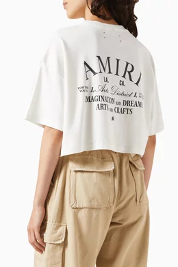 Buy Amiri White Arts District Logo Cropped T-shirt in Cotton