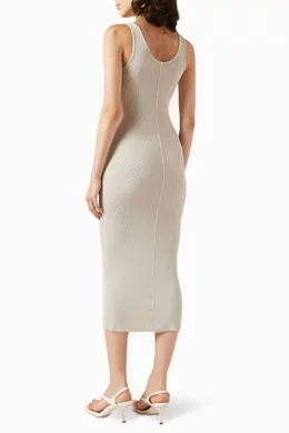 Buy Enza Costa Grey Rib Tank Midi Dress in Silk blend Knit For Women Online Ounass UAE