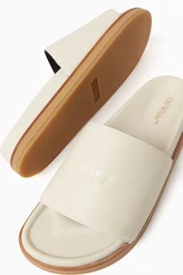 Buy Off White Neutral Cloud Off Stamp Slides in Leather For Men Online Ounass UAE