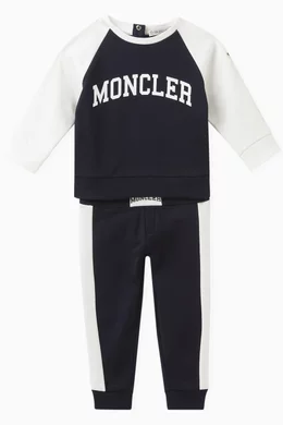Buy Moncler Enfant Black Logo Tracksuit Set in Stretch Cotton For Baby Boys Online Ounass UAE