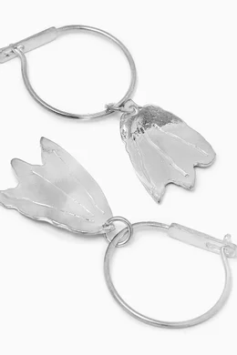 Buy Jil Sander Silver Leaf Hoop Earrings in Brass For Women Online