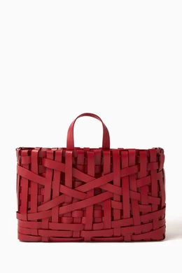 Buy Jil Sander Red Large Woven Tote Bag in Leather For Women Online Ounass UAE