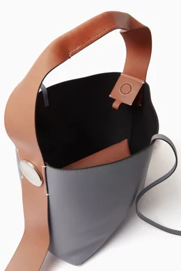 【Jil sander】TWISTED HOBO SMALL JIL SANDER Twisted Hobo Leather-Trimmed Canvas Tote in