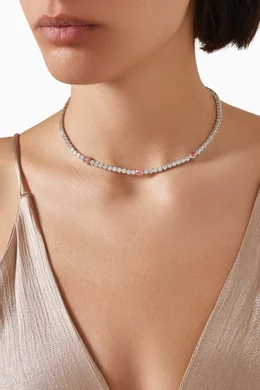 Buy Swarovski Pink Matrix Tennis Necklace in Rhodium-plated Metal