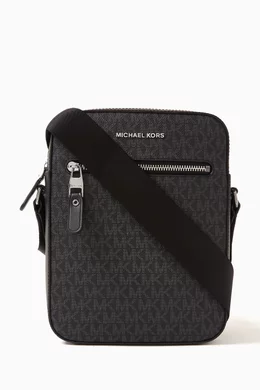 Buy Michael Kors Black Varick Flight Bag in Logo Canvas Leather For Men Online Ounass UAE
