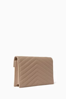 Monogram ysl chevron quilted wallet on chain top