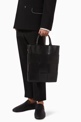 Buy Bottega Veneta Black Arco Tote Bag in Intrecciato