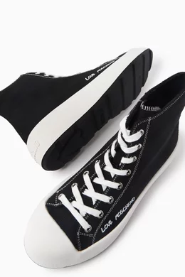 Buy Love Moschino Black Race Love High top Sneakers in Canvas For Women Online Ounass UAE