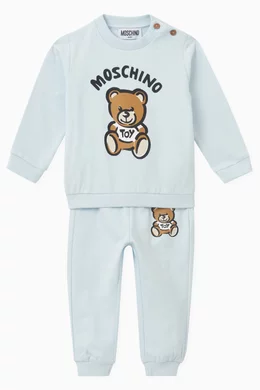 Buy Moschino Blue Teddy Bear Tracksuit in Cotton For Baby Girls Online Ounass UAE